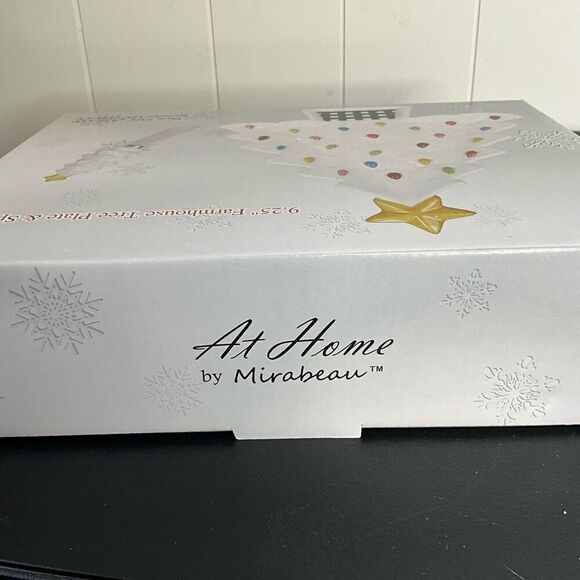 At Home by Mirabeau Farmhouse Christmas Tree Plate with Spreader Green Black New - Picture 3 of 6